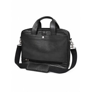 El Portal Black Genuine Leather Laptop Briefcase Bag Shoulder Strap
